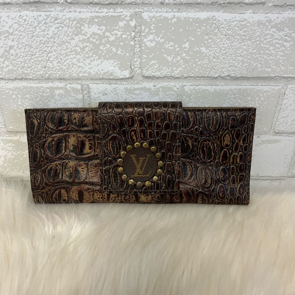 Keep It Gypsy Upcycled Croc Embossed Leather Large Wallet